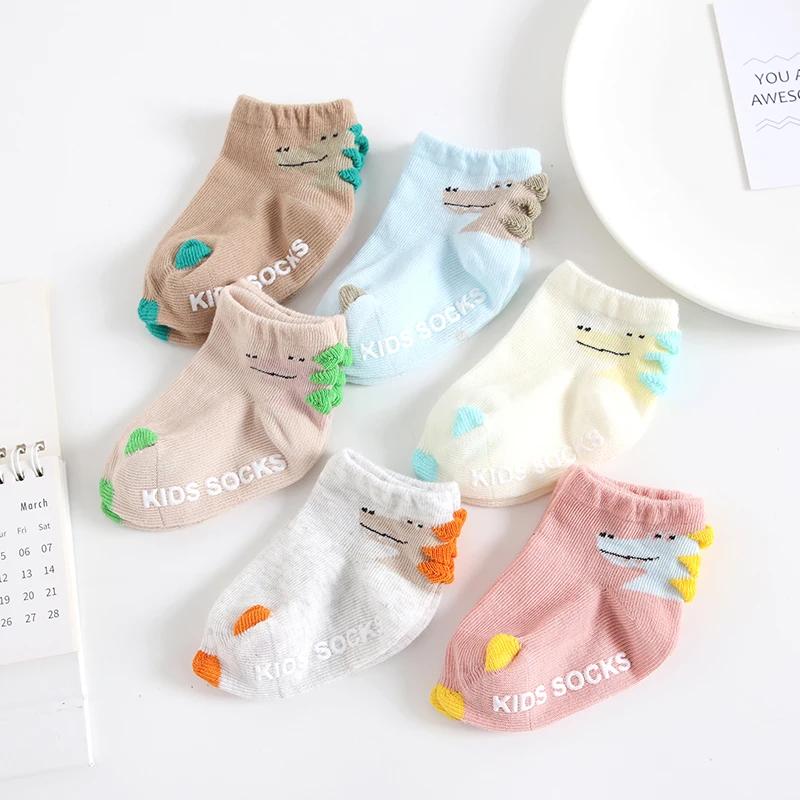 Baby summer non-slip toddler socks newborn cotton warm thin three-dimensional dinosaur short socks floor baby shoes
